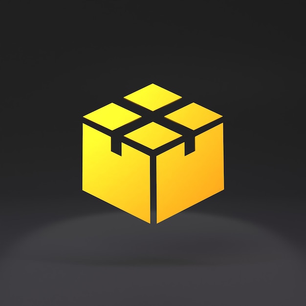 Photo golden box icon 3d render illustration