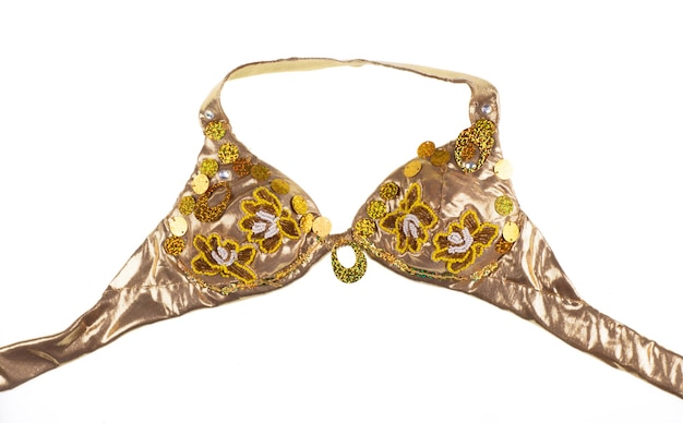 golden bra isolated on white background