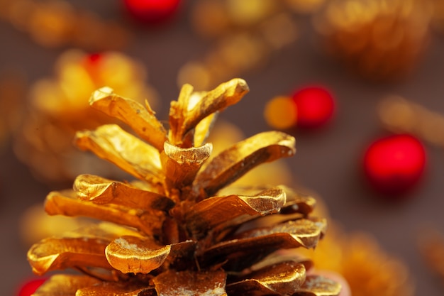 Golden branches and golden cones, Christmas decor