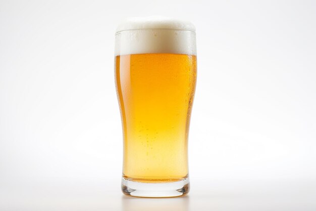 Golden Brew Glass of Beer on a Crisp White Background