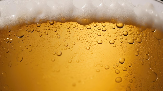 Photo golden bubbles and froth beer closeup