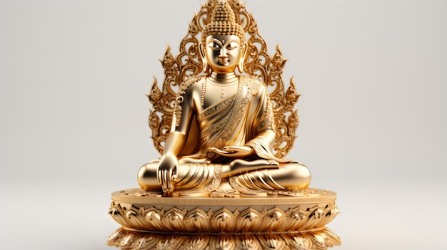 Golden Buddha in 3D Experience Divine Cuteness Unfold