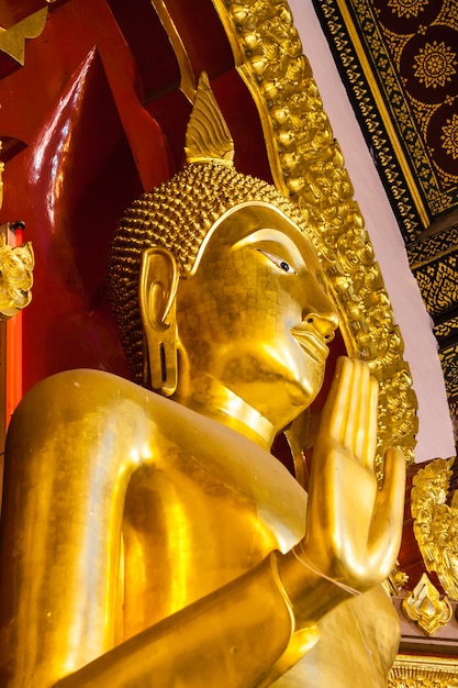 Golden Buddha statue in the church, Thailand