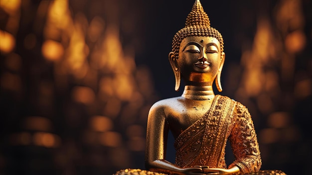 golden buddha statue in thailand in the style of boldly textured surfaces