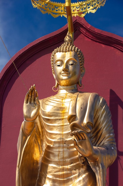 Foto golden buddhaxa è rispettato da coloro che lo vedono nella religione è una scultura asiatica