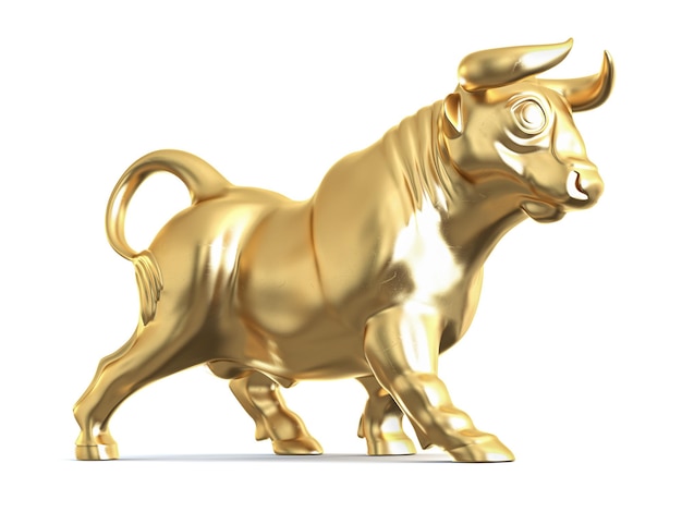 Golden bull isolated on white backgound