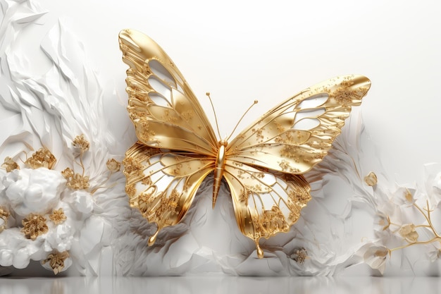 Golden butterfly wallpaper Generate Ai