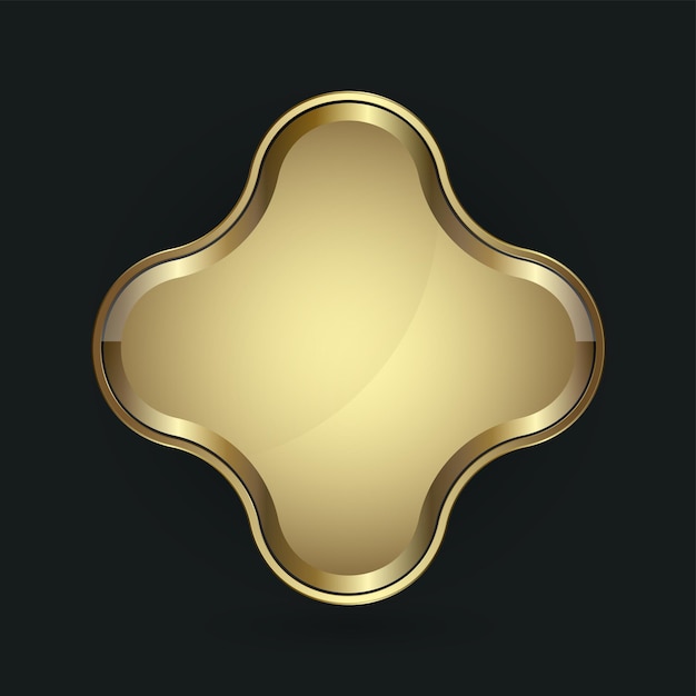 Дизайн золотой кнопки в форме с векторной иллюстрацией премиум-рамки золотой глянцевой этикеткой для игры