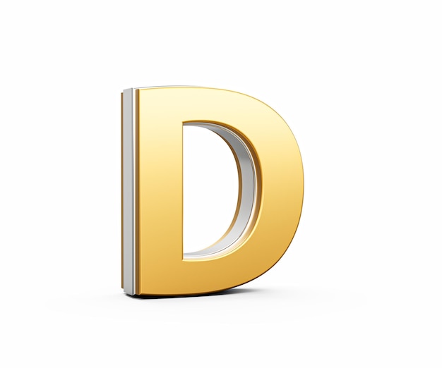 金色の大文字Dが麗な近代的なデザインで輝いています いのボールドフォント 3Dイラスト