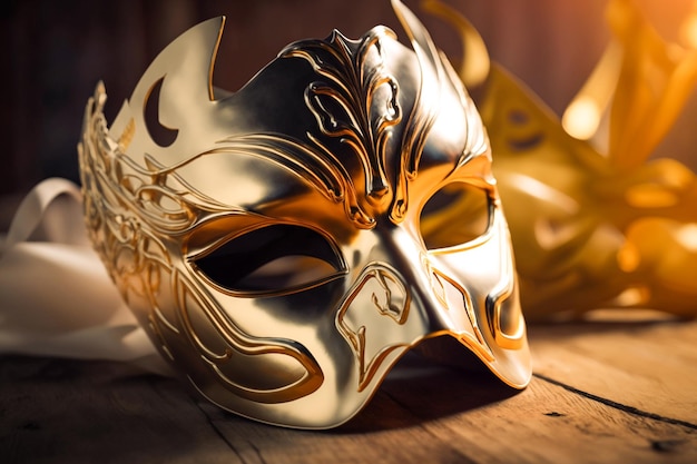 Maschera di carnevale dorata la maschera è un accessorio utilizzato per coprire il volto utilizzato per l'arte religiosa ricreativa