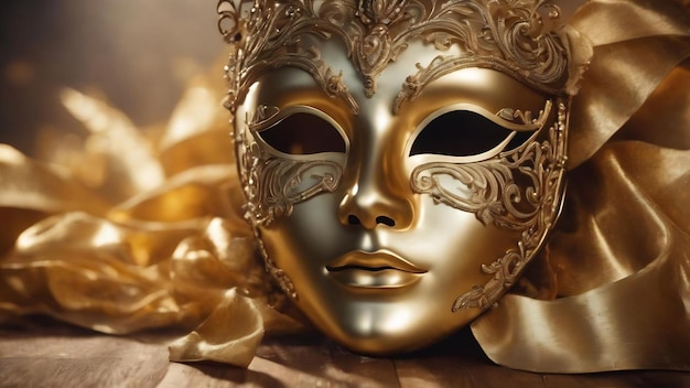 Golden carnival mask with copy space