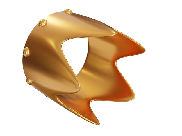 Golden cartoon crown 3d render