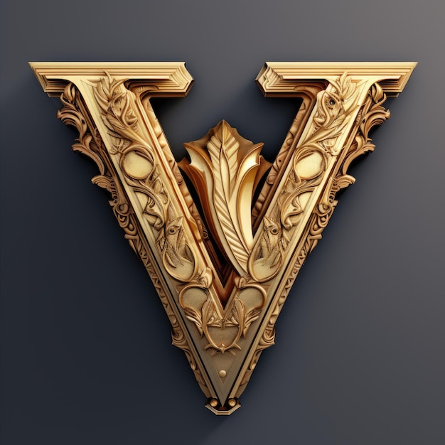 Photo golden carved masterpiece hypervisual vv logo in hyperrealistic design