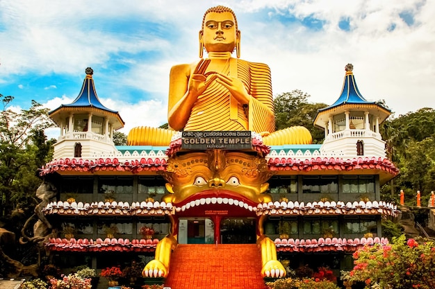 Golden cave temple in Dambulla Sri Lanka