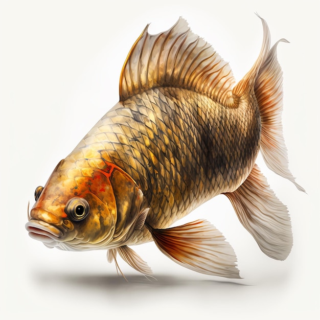 Photo golden chinese carp goldfish isolated on white closeup