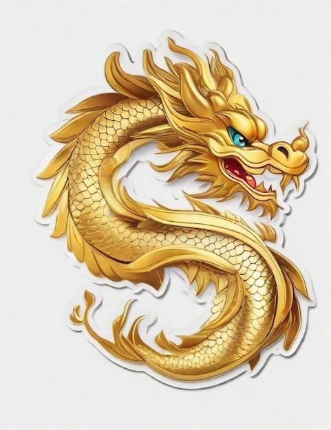 наклейка с золотым китайским драконом