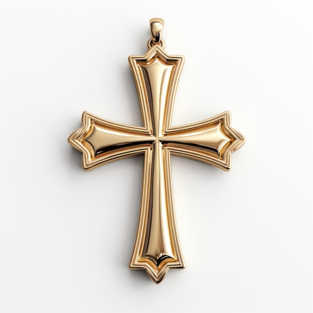 Photo golden christian cross isolated on white background