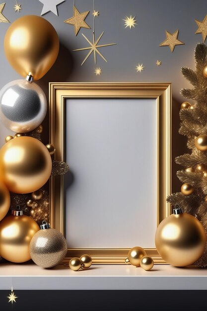 golden christmas background with baubles and christmas treegolden christmas background with baubles