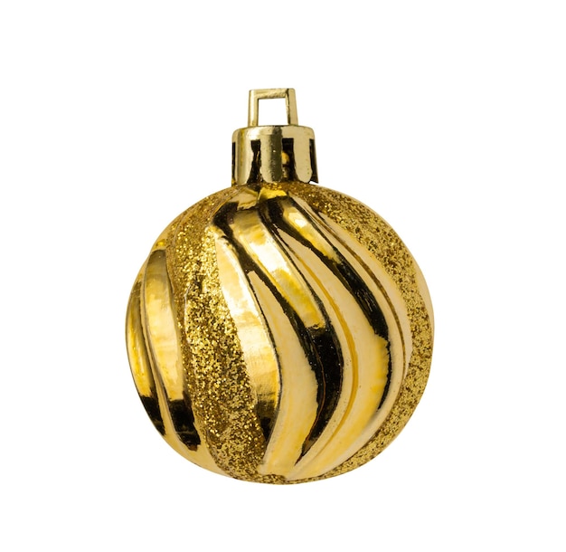 Golden Christmas ball isolated on white background