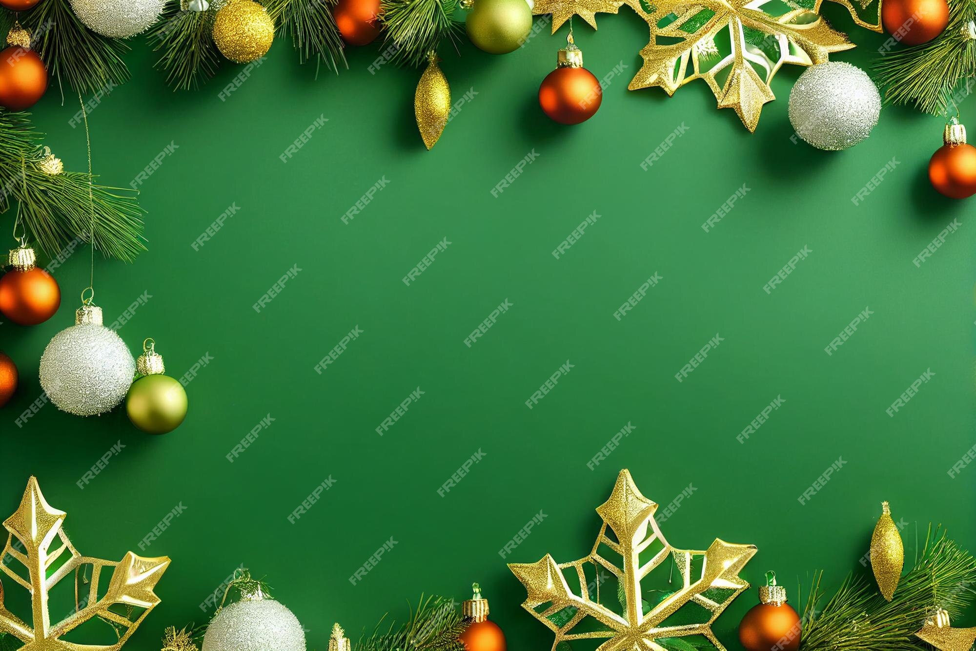 Premium Photo | Golden christmas snowflake stars on green ...