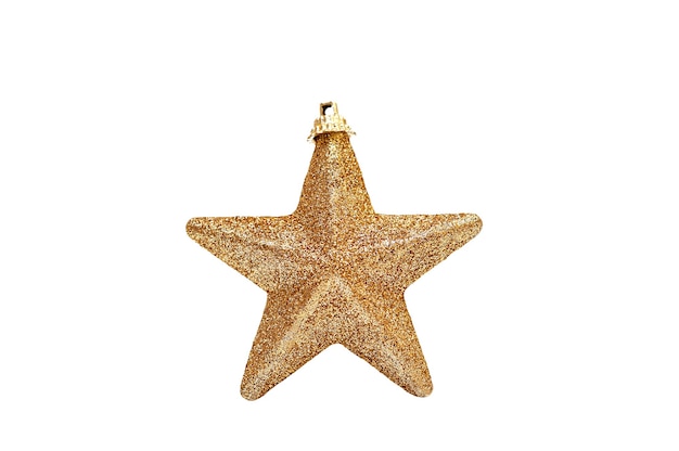 Golden Christmas star isolated on white background