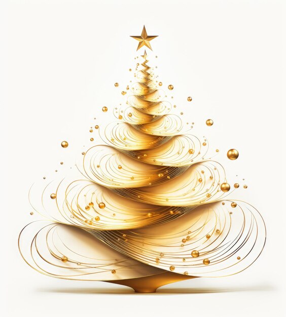 Golden christmas tree on white and black background new year card with a christmas tree christmas