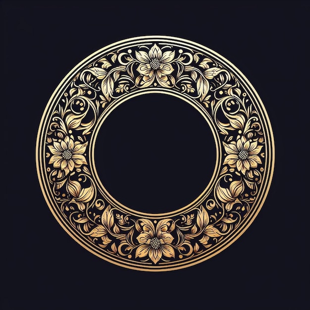 Golden Circular Floral Frame golden frame floral frame round floral frame