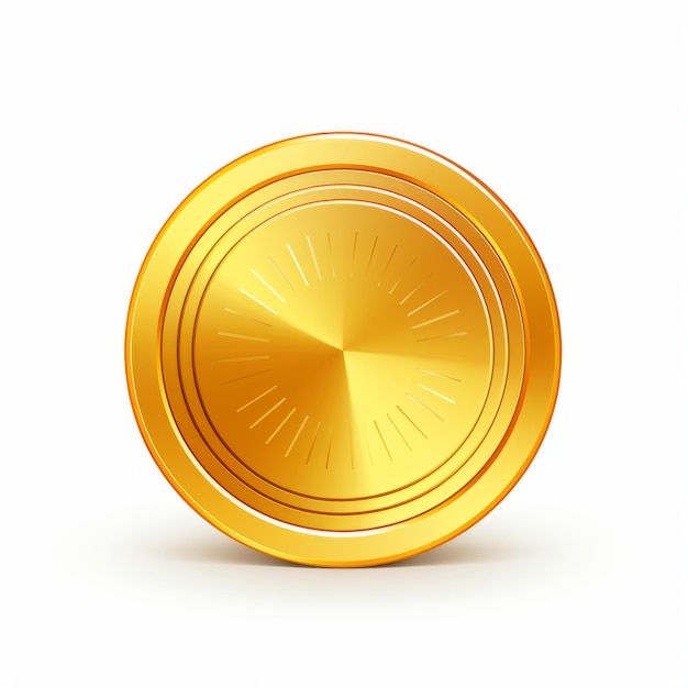 Photo golden coin icon shining on a simplistic vector with white background