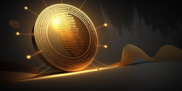 Golden coin with graph idea for investment theme