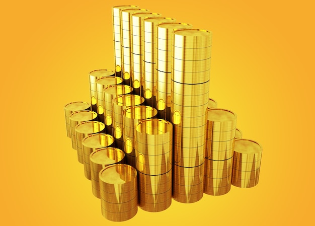 Golden coins chart - 3d rendering