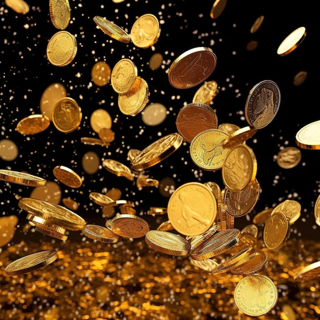 golden coins falling