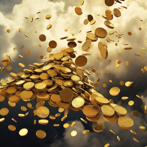 golden coins falling