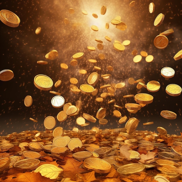 golden coins falling