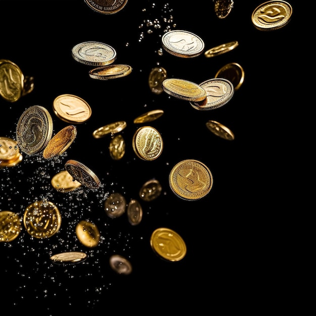 golden coins falling