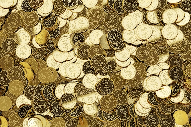 Golden coins with dollar symbol