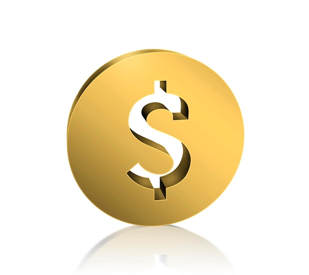 Golden color 3d Flat dollar dollar sign 3d render