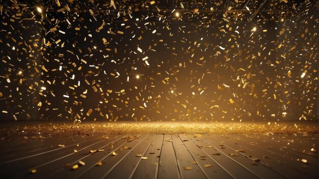 Golden confetti celebration atmosphere background