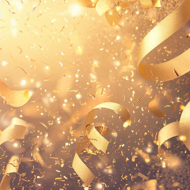 Golden confetti celebration background and Gold glitter sparkle texture