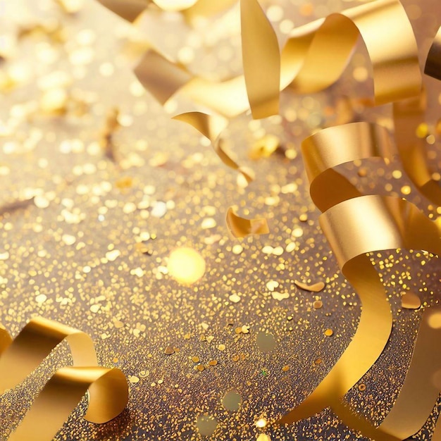 Golden confetti celebration background and Gold glitter sparkle texture