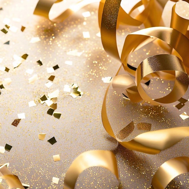 Golden confetti celebration background and Gold glitter sparkle texture