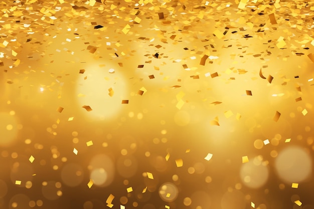 Photo golden confetti explosion on gold background