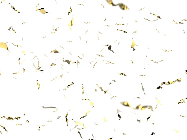 Golden confetti explosion on white background