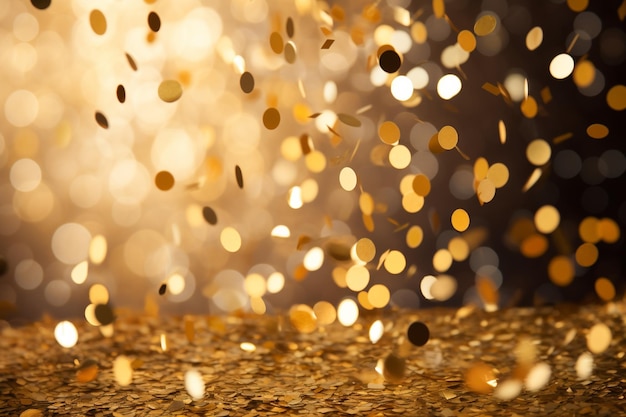 Golden confetti falls on a beautiful background