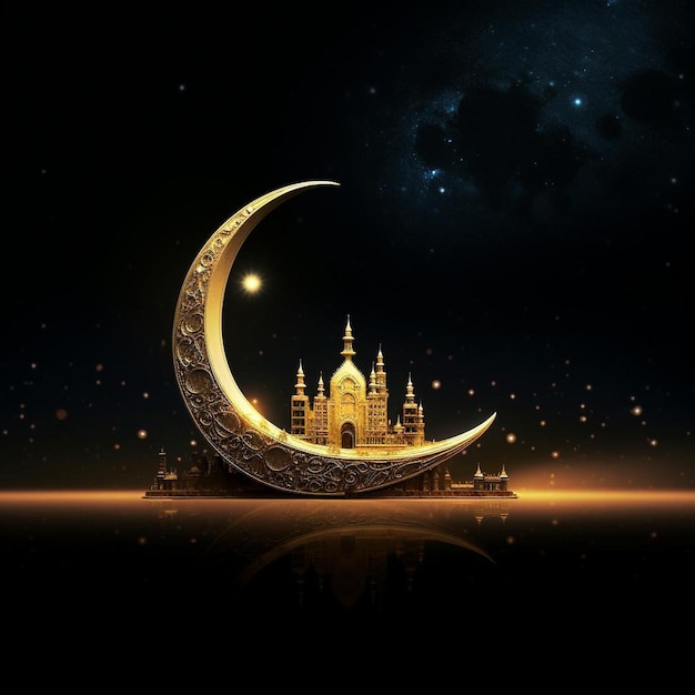 Golden Crescent Greetings Eid UlAdha Background Image