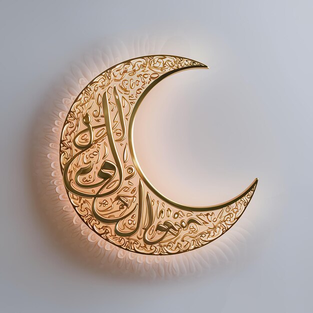 Photo golden crescent on white isolated background