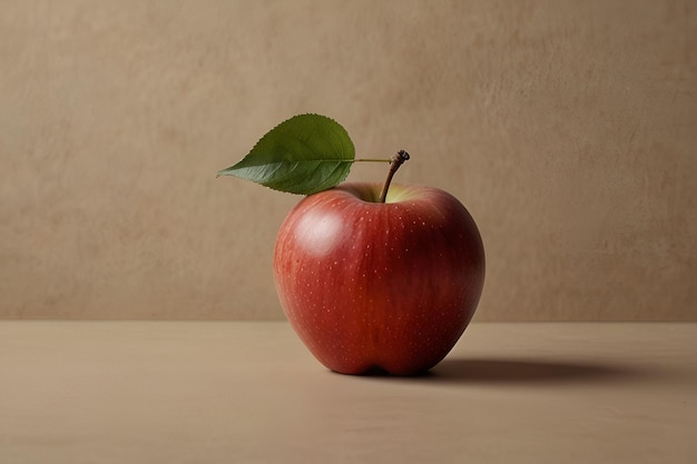 写真 黄金のクリスプ ベージュのキャンバスに美味しいリンゴ 自然の豊かさ やかなシンプルさで捉えられた