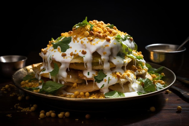 Foto golden crispy chaat masala dahi puri la popolare foto veloce di dahi pori