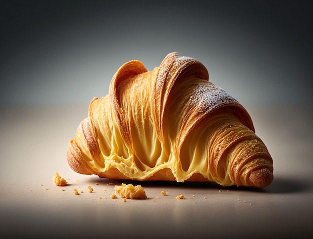 Golden crispy croissant bread created with generative ai