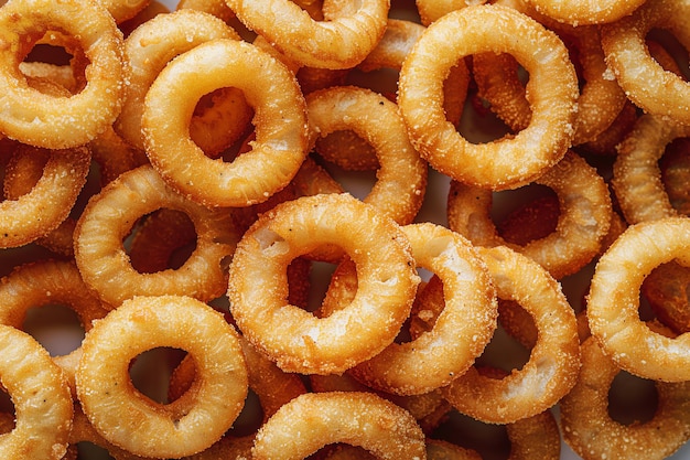 Golden Crispy Onion Rings CloseUp with AI generated