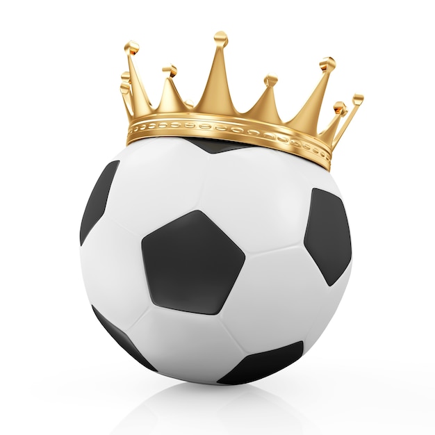 Golden Crown on Soccer Ball isolated